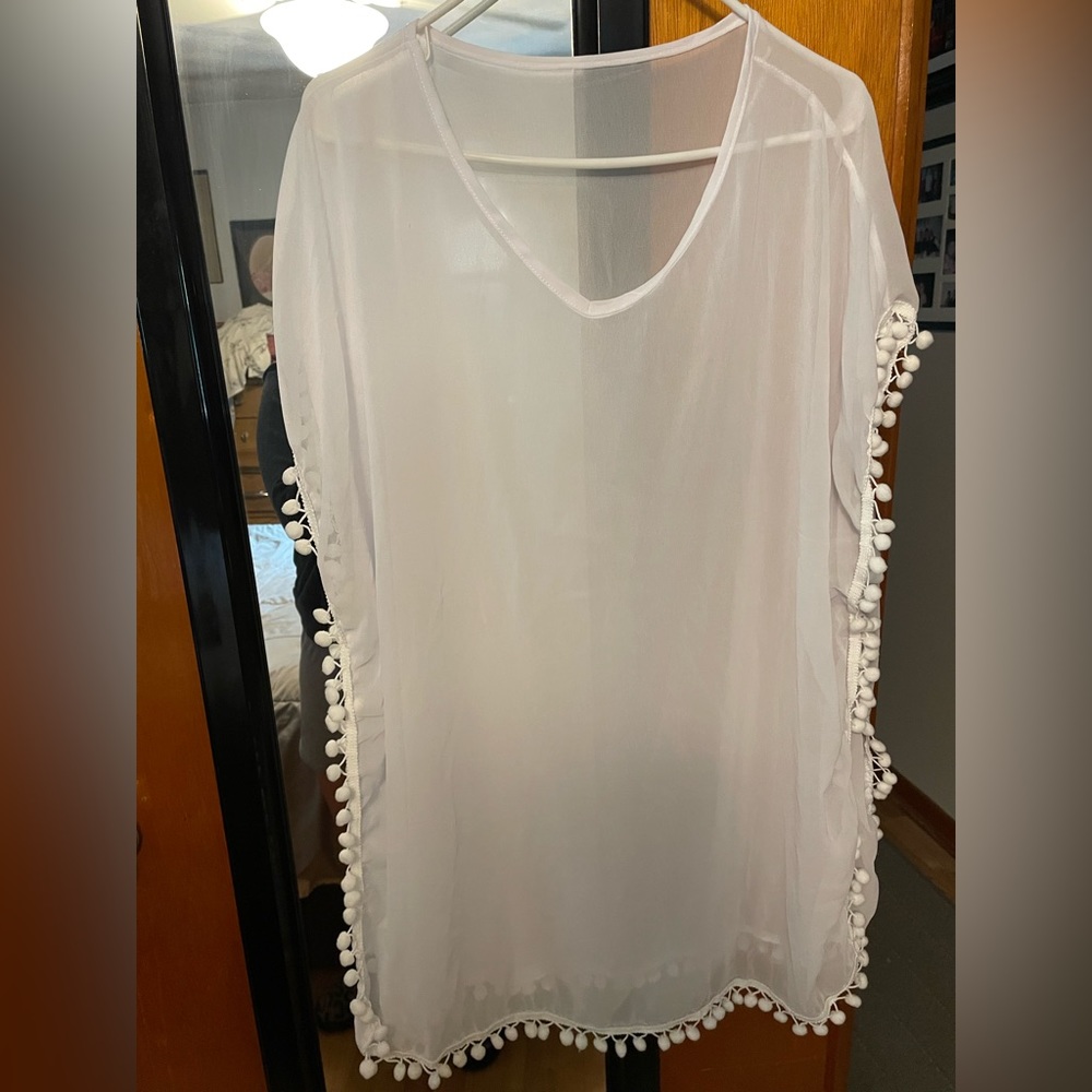White bathing suit coverup